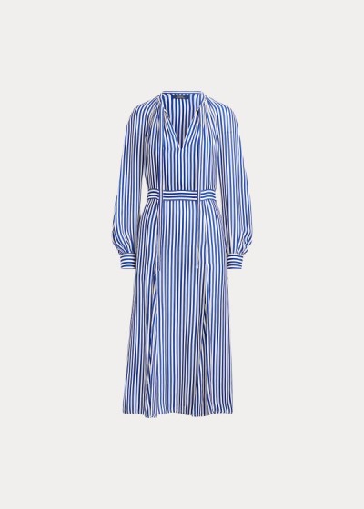 Women's Polo Ralph Lauren Striped Silk-Blend Dresses | 032645ULB